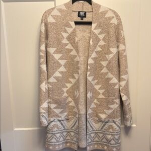 Frye Women's Geometric Tan and Cream Cardigan